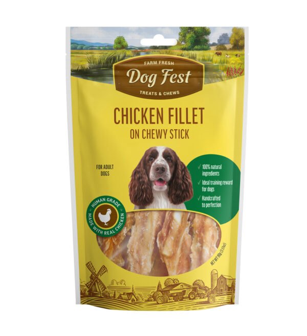 Dogfest chicken fillet on chewy stick 90g