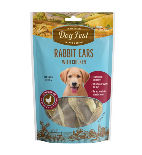 Dogfest rabbit ear with chicken 90g